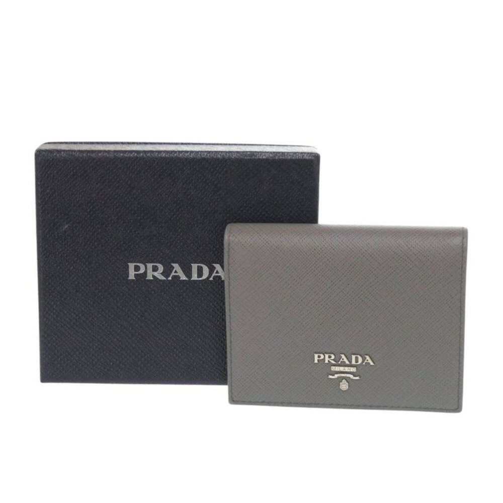 Prada Saffiano Leather Gray Pink Bifold Wallet 0064 - Picture 2 of 8